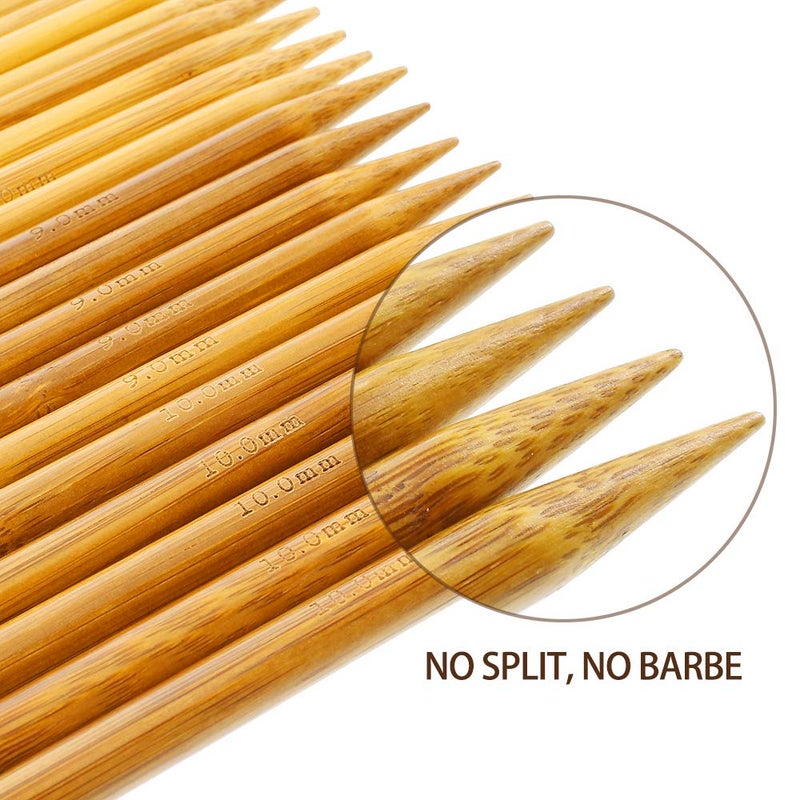 RELIAN Double Pointed , 75 Pcs Bamboo Knitting Needles Set, 15 Sizes from 2.0mm-10.0mm(8 Inches Length)+ 4Pcs Knitting Needles Point Protectors - Image 4